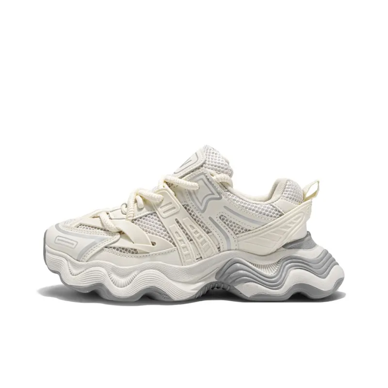 GNVA Paris Style Beige Trendy Shoes Fashion Hip Hop Style Trendy Shoes Breathable Low Top Chunky Sneakers Men's-0