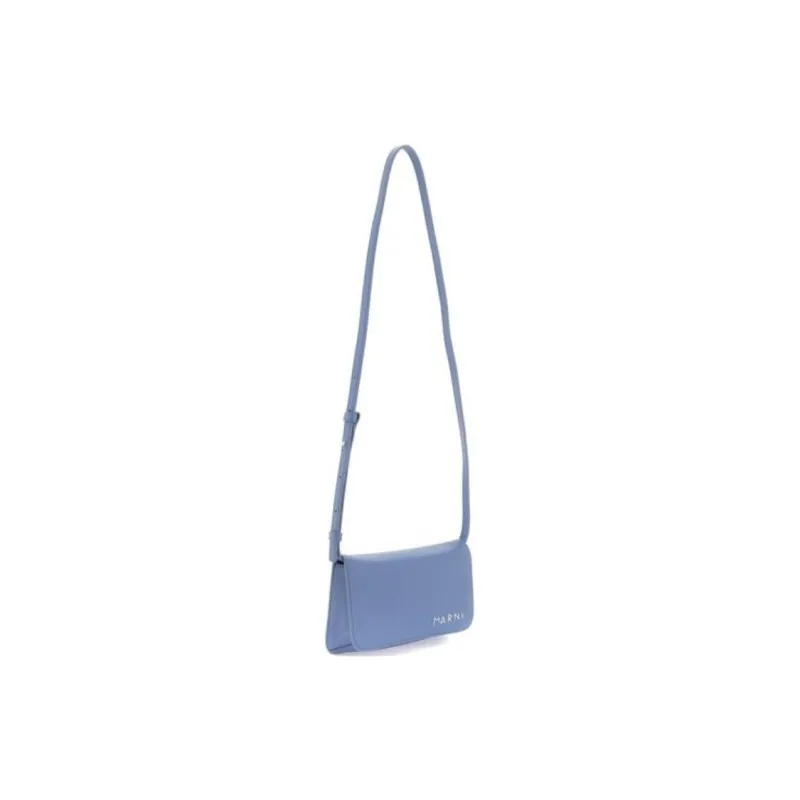 MARNI Calfskin Messenger Bag, Crossbody Bag, Shoulder Bag Men's Blue-1