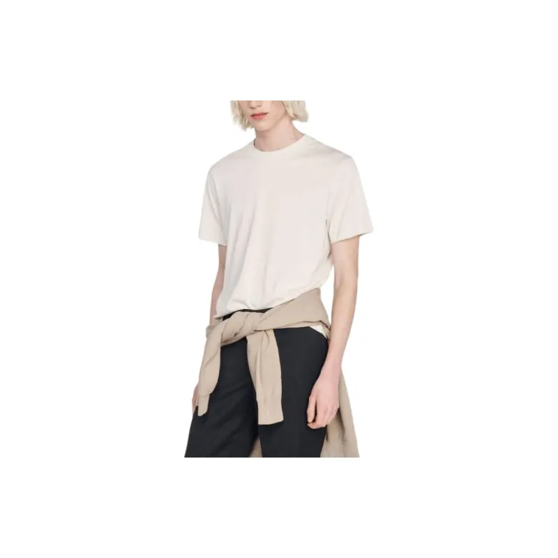 Sandro Gri Organik Pamuklu T-Shirt T-Shirt Men's Beige-5