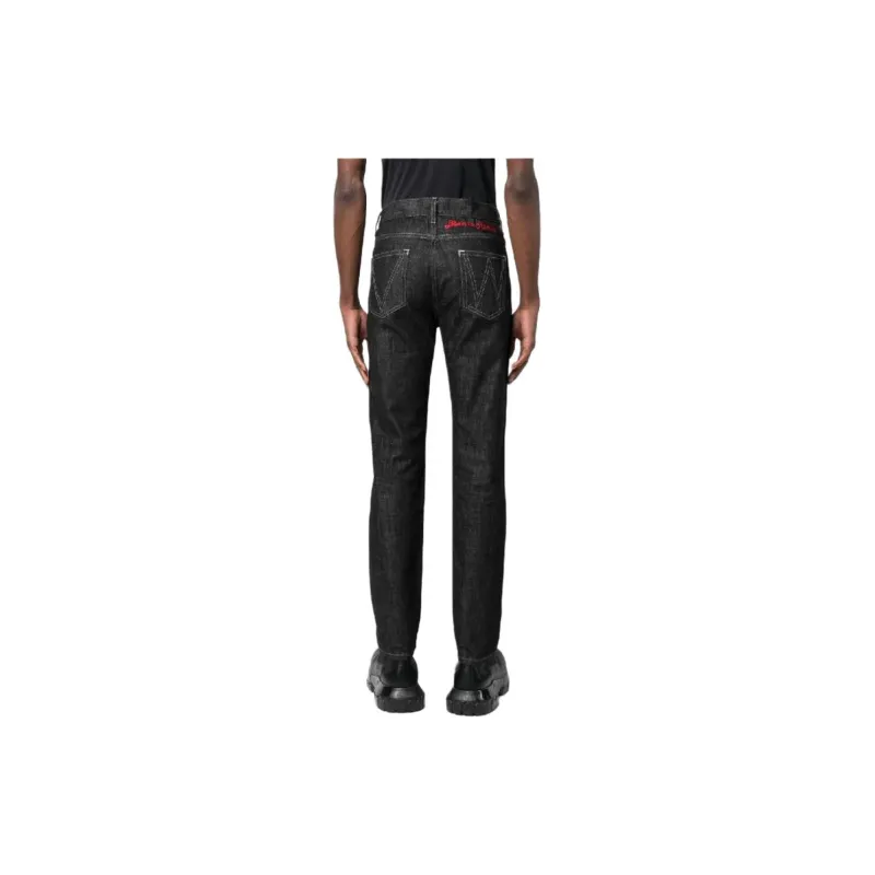 Vivienne Westwood Embroidered-slogan Straight-leg Jeans-1