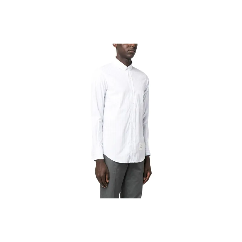 THOM BROWNE Striped Long Sleeved Buttoned Shirt-4