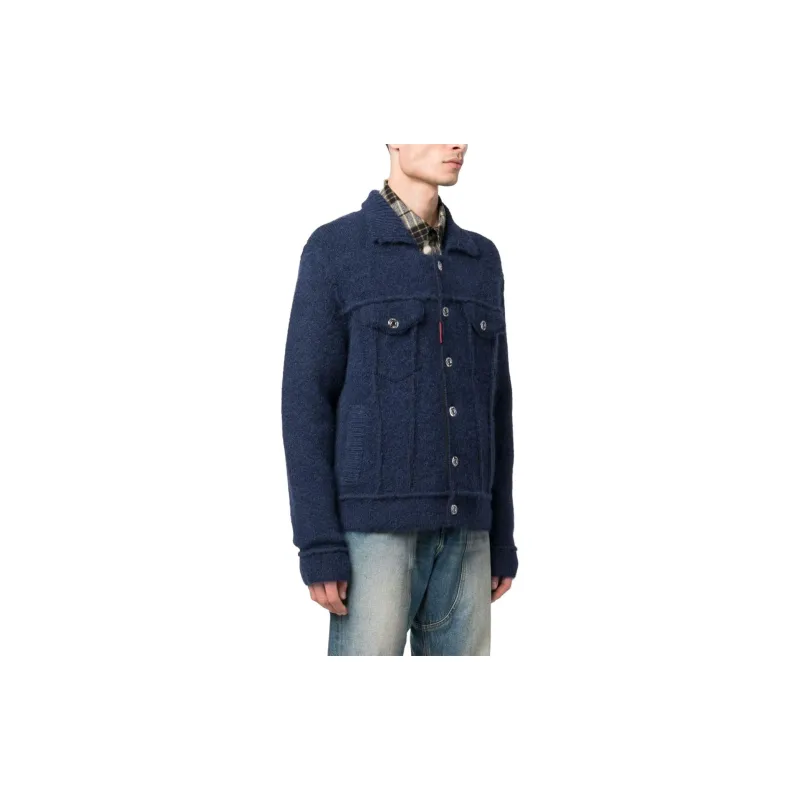 DSQUARED 2 Ribbed Knit Buttoned Jacket-3