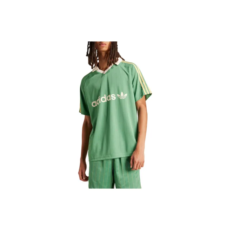 adidas Men's Logo Pinstripe Jersey Green-2