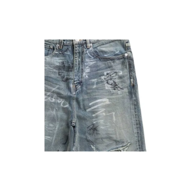 Balenciaga FW23 Denim Shorts Loose Fit Style Unisex Blue-4