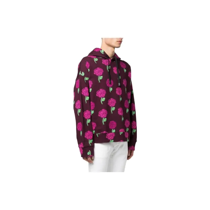 VERSACE JEANS COUTURE Rose print Cotton Hoodie-1