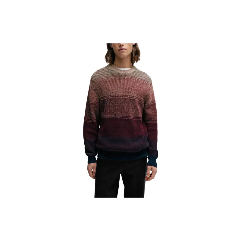 HUGO BOSS Cotton Blend Regular Fit Sweater With Degradé Knit Sweater Men's Red-2