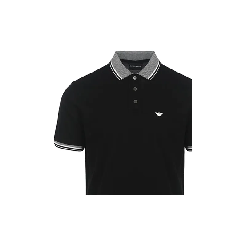 EMPORIO ARMANI Logo Embroidered Short Sleeved Polo Shirt-3