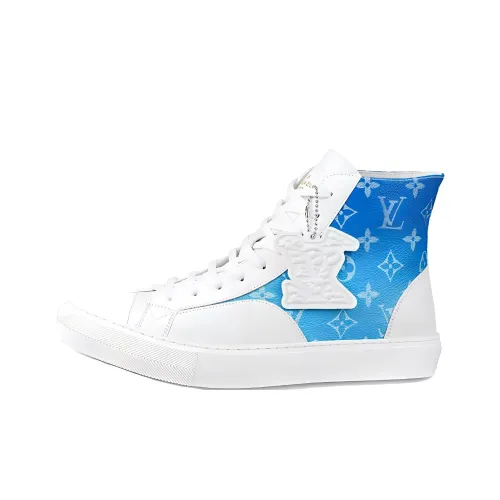 LOUIS VUITTON Tattoo Skateboard Shoes Men High-Top Blue/White