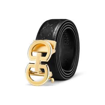 ROBERTA DI CAMERINO Cow Leather Belts Men's Gold 3.7CM Greeting Card Writing And Photo Printing Service