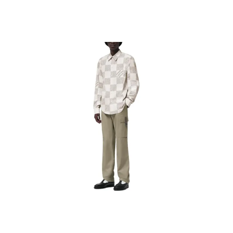 LOUIS VUITTON Damier Long Sleeved Classic Cotton Shirt-1