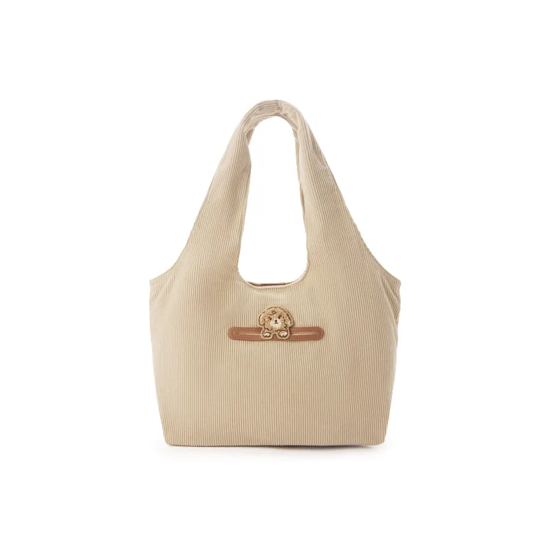 Hotwind Fabric Shoulder Bag Medium Size Women's Beige/Light Brown-5