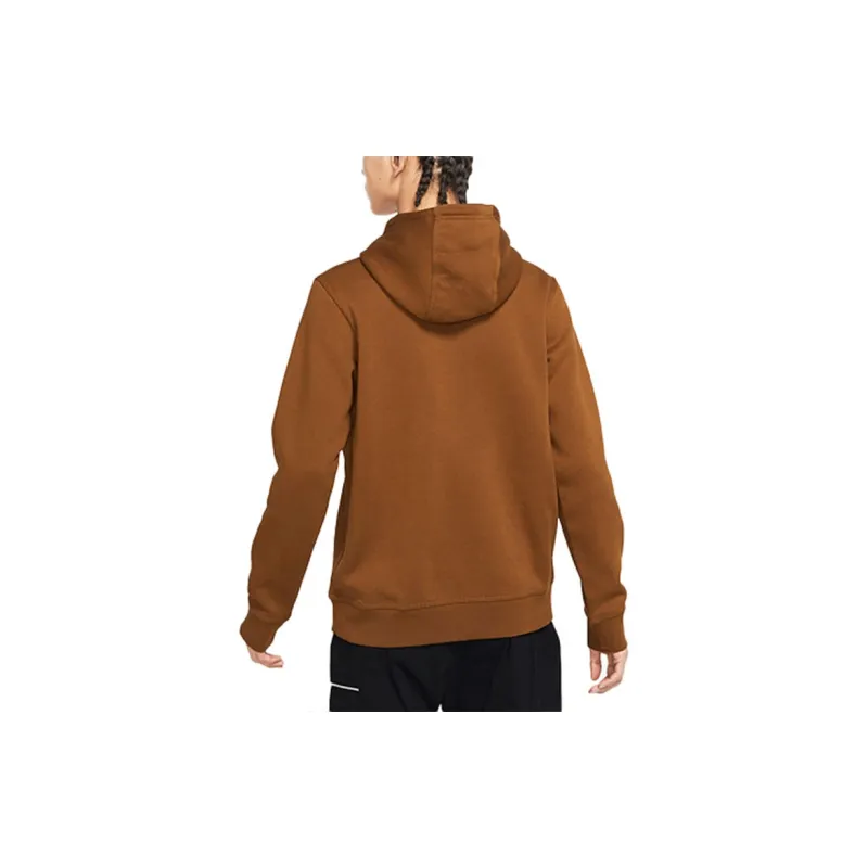 Nike Club Swoosh Men's Logo Drawstring Pullover Hooded Sweatshirt Tawny-4