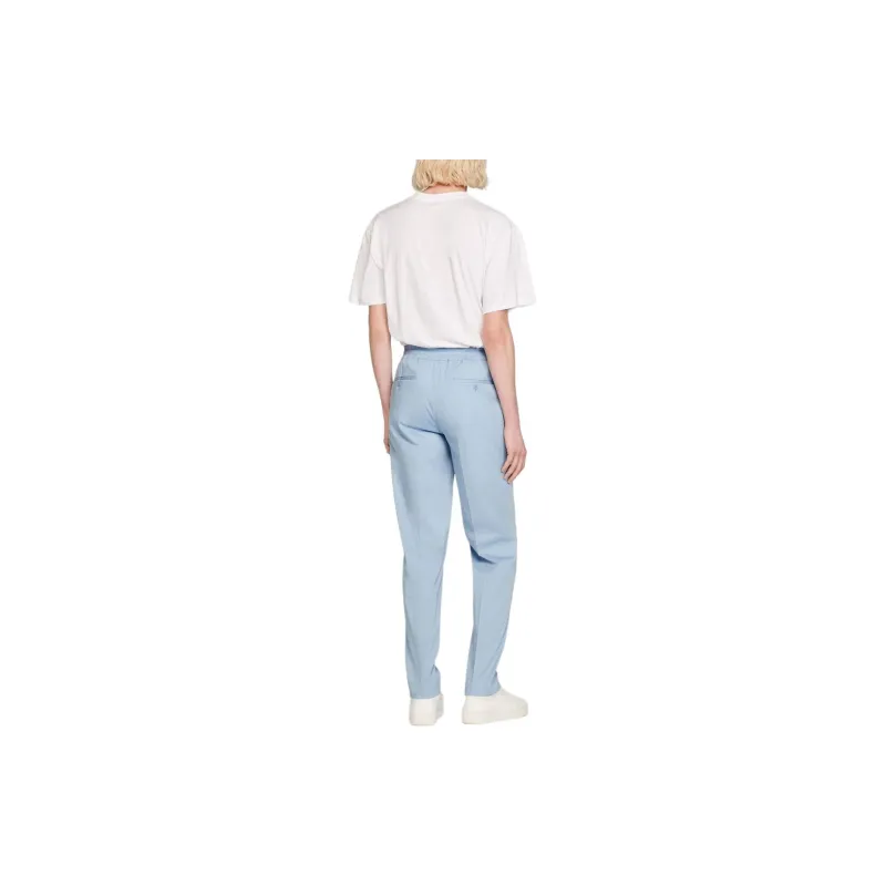 Sandro Mavi Belden Bağlamalı Düz Kesim Pantolon Casual Pants Men's Blue-2