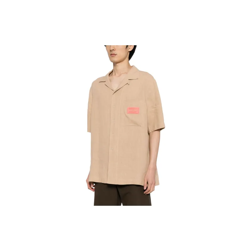 OFF WHITE Slogan print Linen Shirt-3