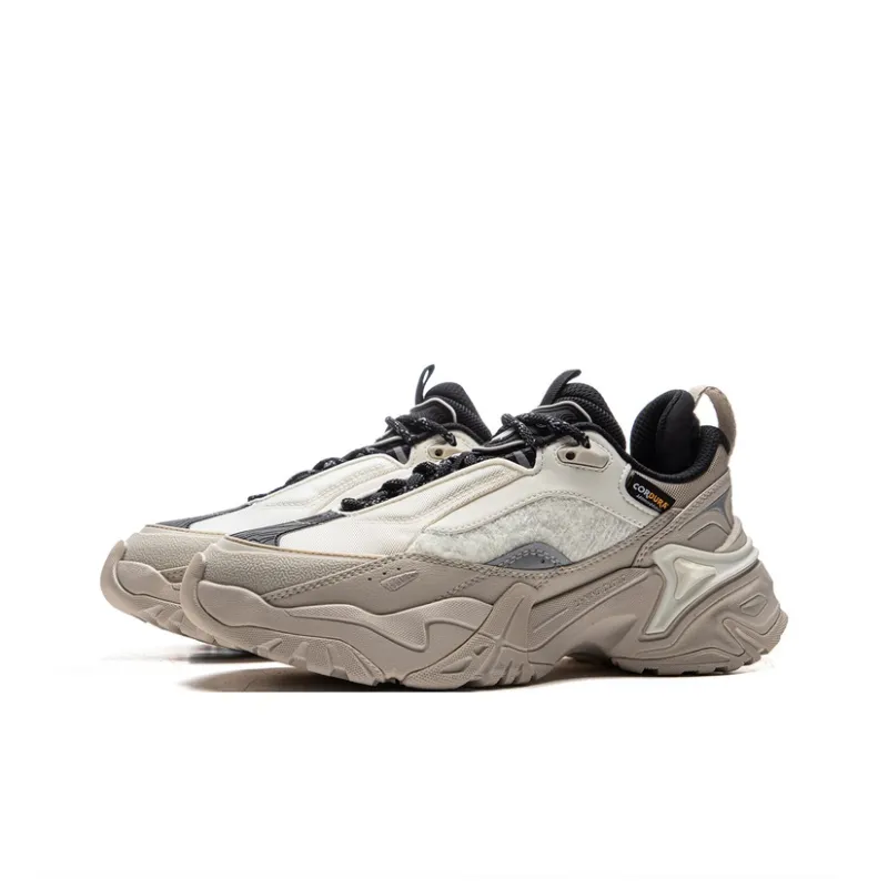 LiNing CF Su Chi 3 Anti Slip Wear Resistant Low Top Chunky Sneakers Women's Gray White-2