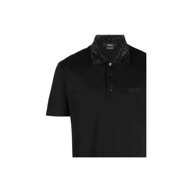 VERSACE Embellished Short Sleeved Polo Shirt-4