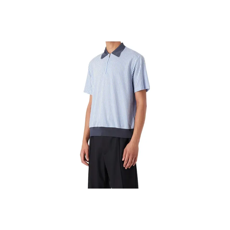 EMPORIO ARMANI FW22 Polo Shirt Men's Blue White Stripes-2