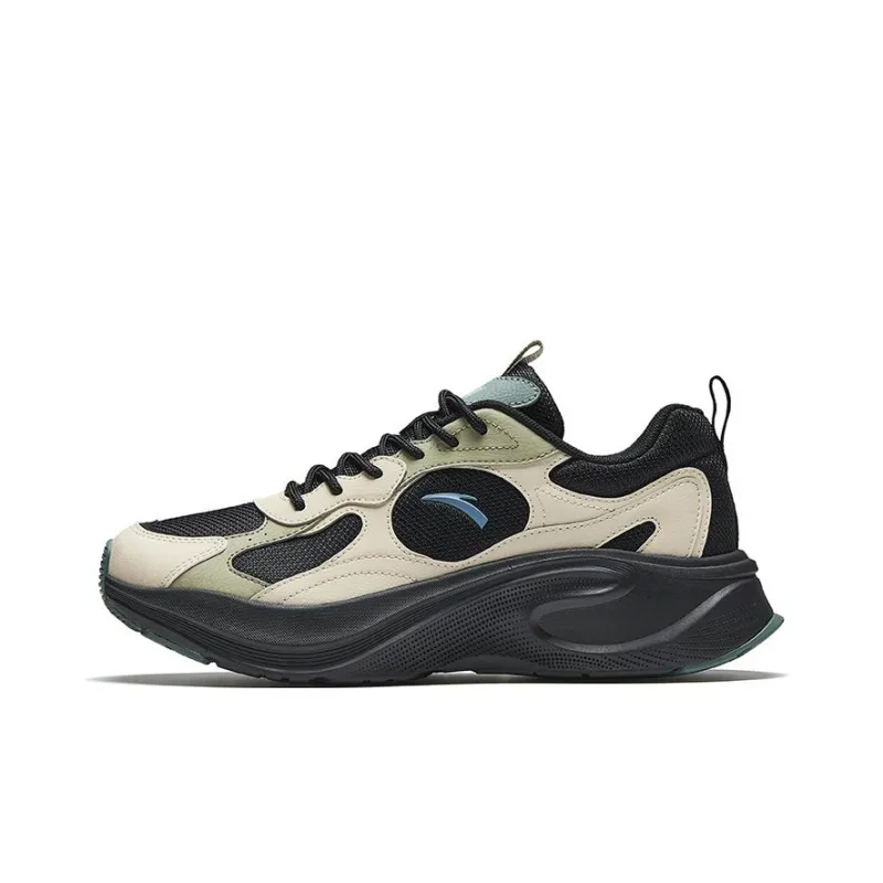 Anta Anti-Slip Wear-Resistant Low-Top Casual Running Shoes Men's Black Beige Green-0