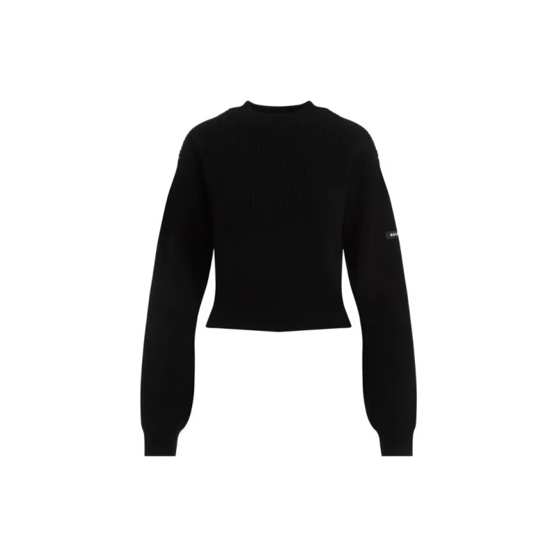 Balenciaga Logo Patch Cropped Sweater-7