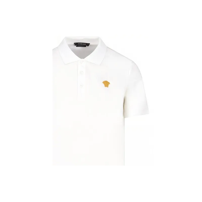 VERSACE Medusa Logo Embroidered Short Sleeved Polo Shirt-5