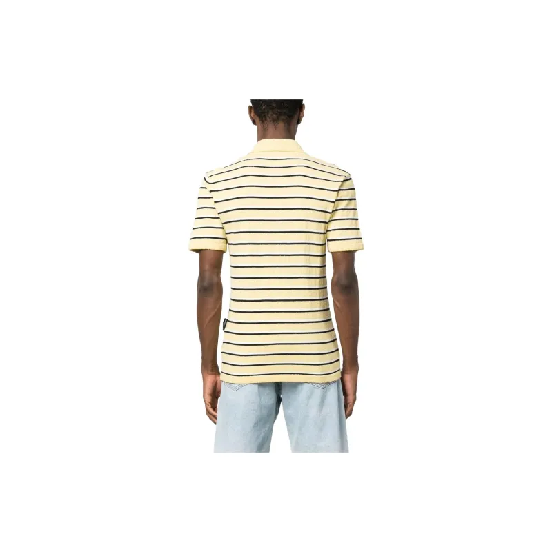 PALM ANGELS Logo Patch Striped Terry Polo-1