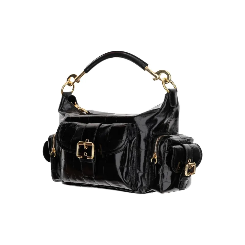 Chloe Crocodile Embossed Calfskin Camera Bags Shoulder Bags Women's Black-1