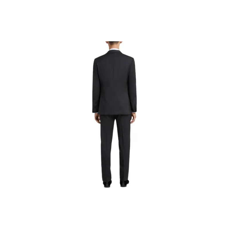 Zegna Black Multiseason Wool Tuxedo Drop 7 Business Suit Men's Black-2
