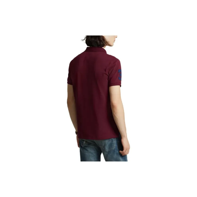 Polo Ralph Lauren FW22 Custom Slim Fit Solid Color Three Horse Pony Short Sleeved Men's Red-5