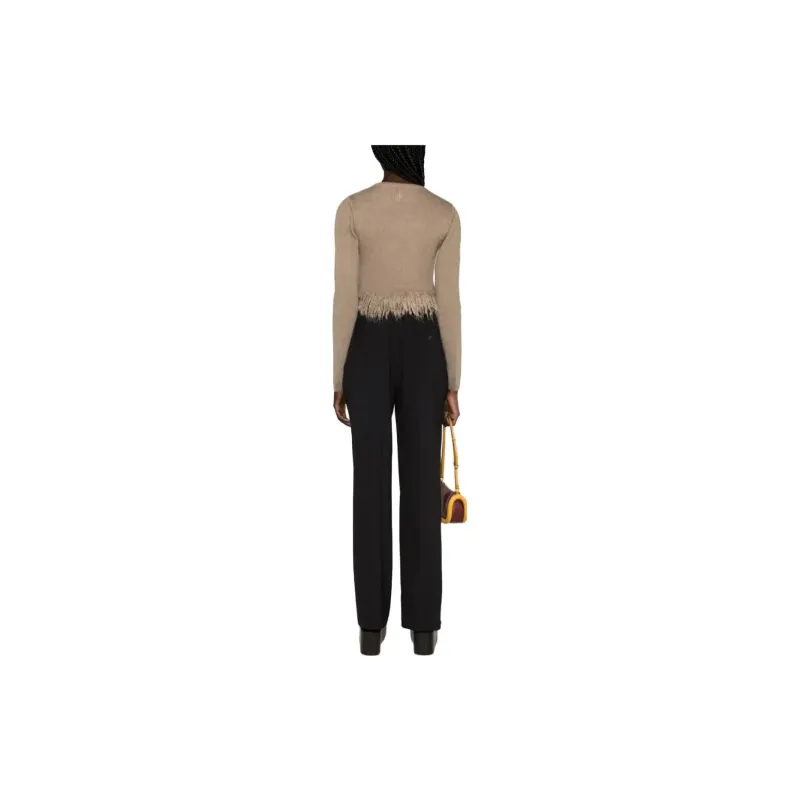 JW Anderson Cropped Fringed Hem Knitted Jumper-1