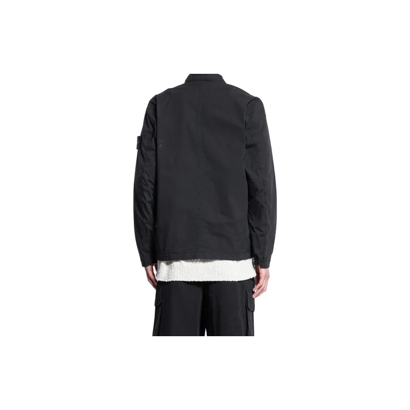 STONE ISLAND Logo Patch Collared Shirt Jacket-2
