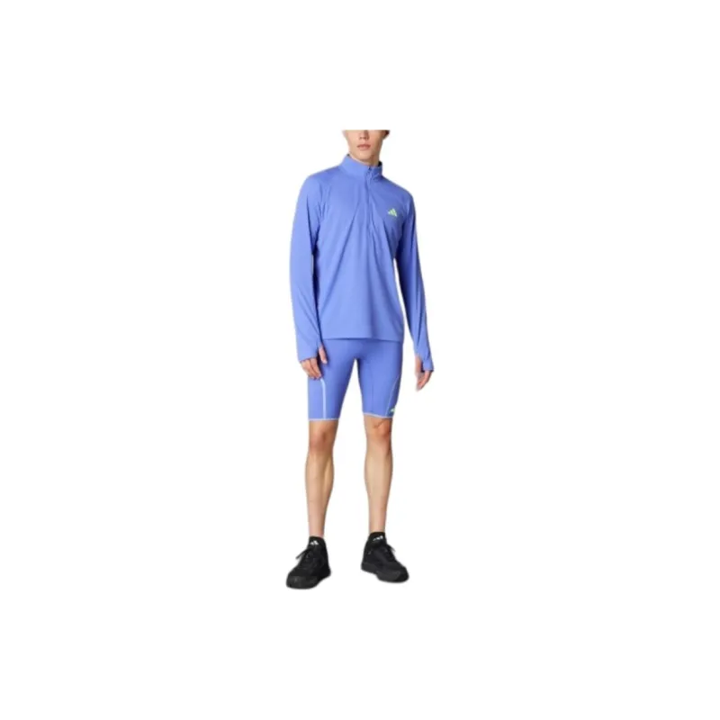 Adidas AdizeroAEROREADY Running Quarter Zip Long Sleeve Long Sleeve Top T Shirt Men Cobalt Blue-2