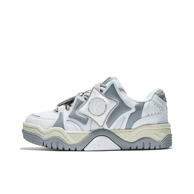 Kappa Slip Resistant Coverage Low Top Skateboard Shoes Unisex Gray White-0