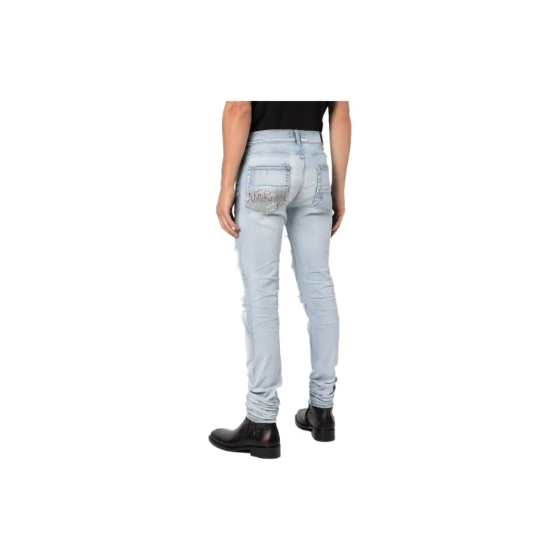 AMIRI Panelled Ripped Distressed Skinny Jeans-2
