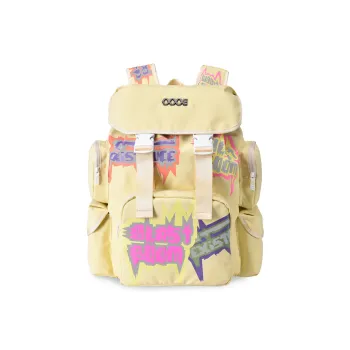 COEXISTENCE Polyester Backpack Travel Bag Large Size Unisex Beige Yellow