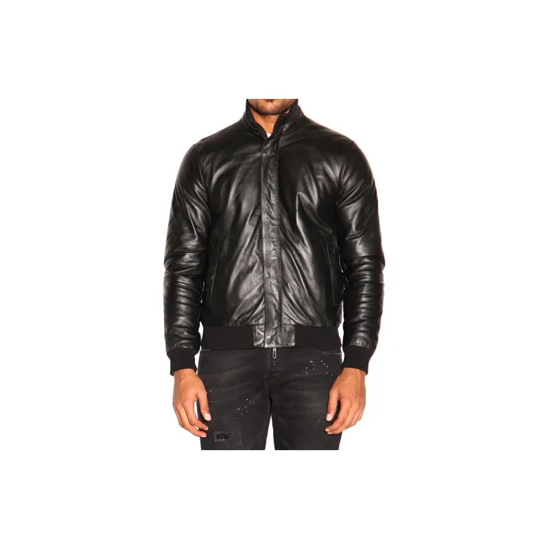 EMPORIO ARMANI FW21 Leather Jacket Men's Black-4