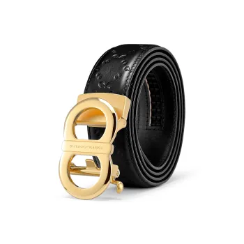 ROBERTA DI CAMERINO Top Grain Cow Leather Belts Men's Gold 3.45CM Writing A Greeting Card And Printing Photos
