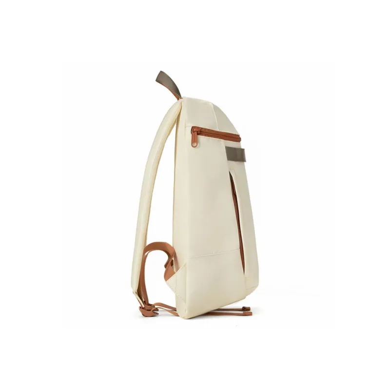 MR.ACE HOMME Nylon Backpack Medium Size Unisex Mist White/Earth Brown/Night Black-2