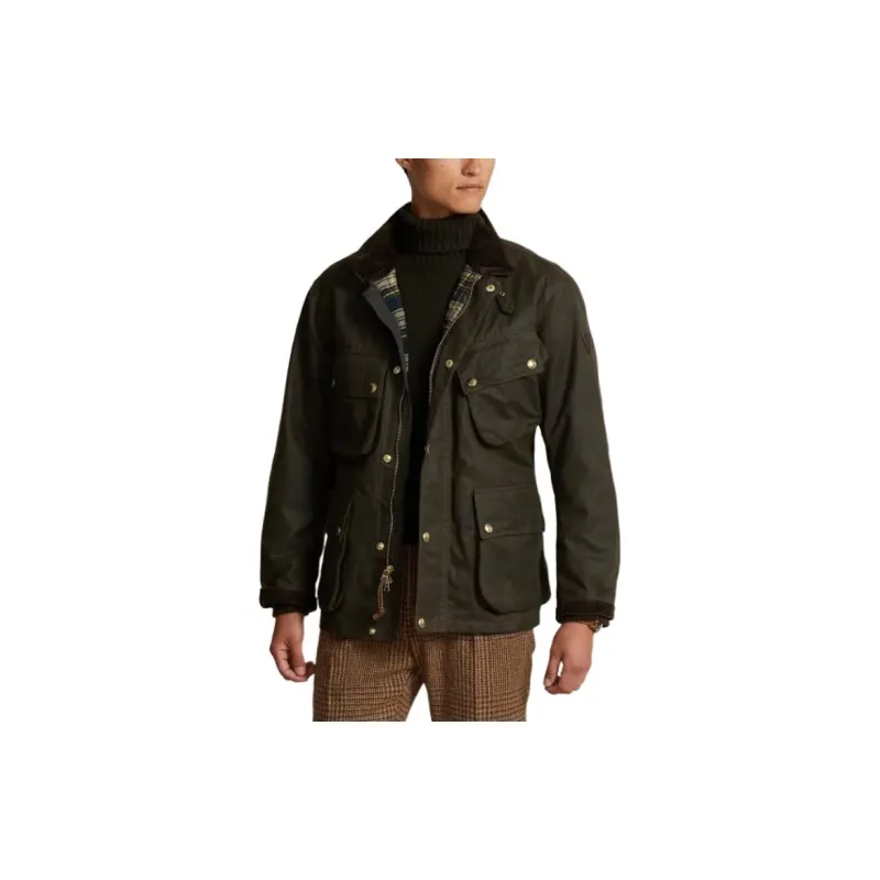 Polo Ralph Lauren SS24 Oilcloth Biker Jacket Jackets Coats Men's Army Green-2