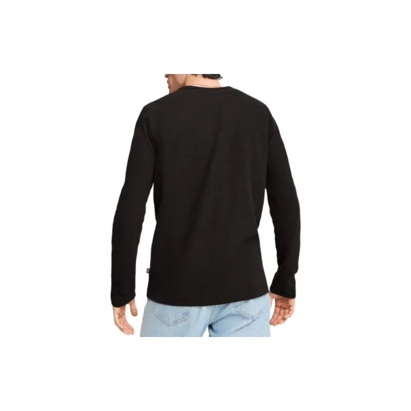 PUMA ESS ELEVATED Waffle Long Sleeve T Shirt Men's Black-2