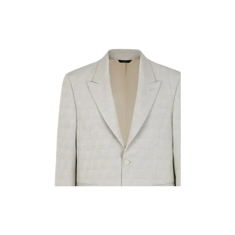 FENDI Logo Jacquard Single Breasted Jacket-5