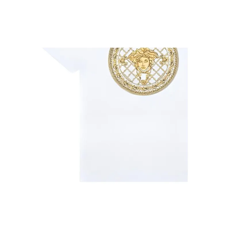 VERSACE Logo Emblem Crew Neck Short Sleeved T Shirt T Shirt Men's White-2