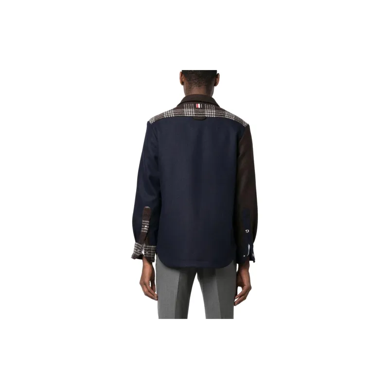 THOM BROWNE Panelled Collared Button-Up Shirt-2