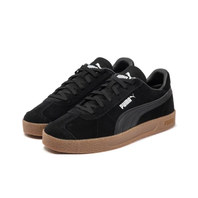 PUMA Club Wear Resistant Low Top Skateboard Shoes Unisex Black White-2