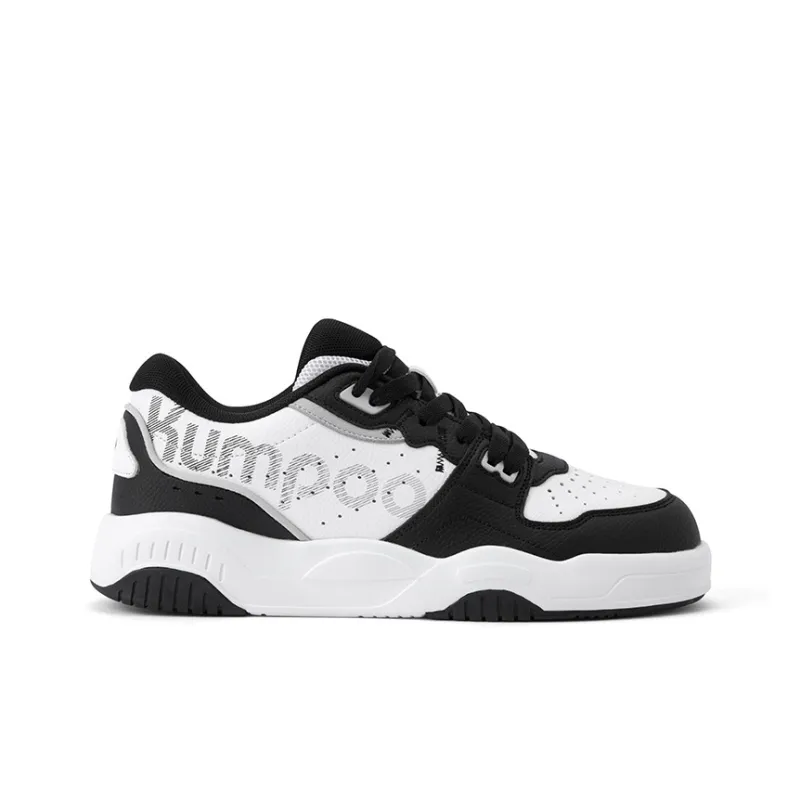 KUMPOO Wear Resistant Breathable Supportive Lightweight Rebound Low Top Badminton Shoes Unisex Black White-4