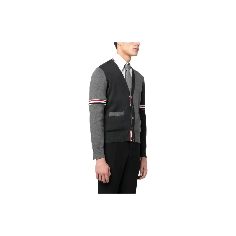 THOM BROWNE Color Block Buttoned Cardigan-3