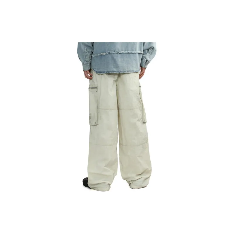 Izzue Logo embroidery Crinkled Cargo Trousers-14