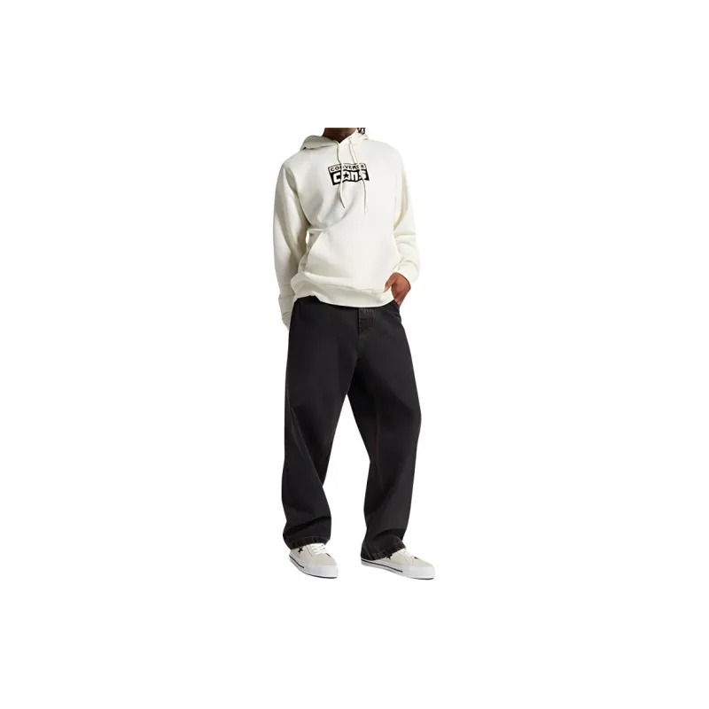 Converse Brushed Back Fleece Pullover Hoodie Sweatshirt Men's White Egret-3
