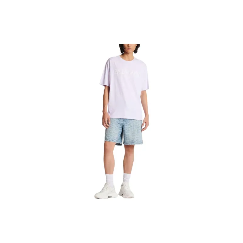 BALMAIN SS23 T Shirt Unisex Lavender Purple-2