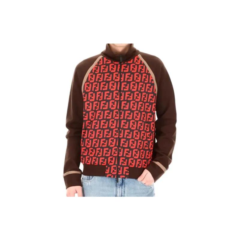 FENDI Denim Jackets Men Dark Brown-2