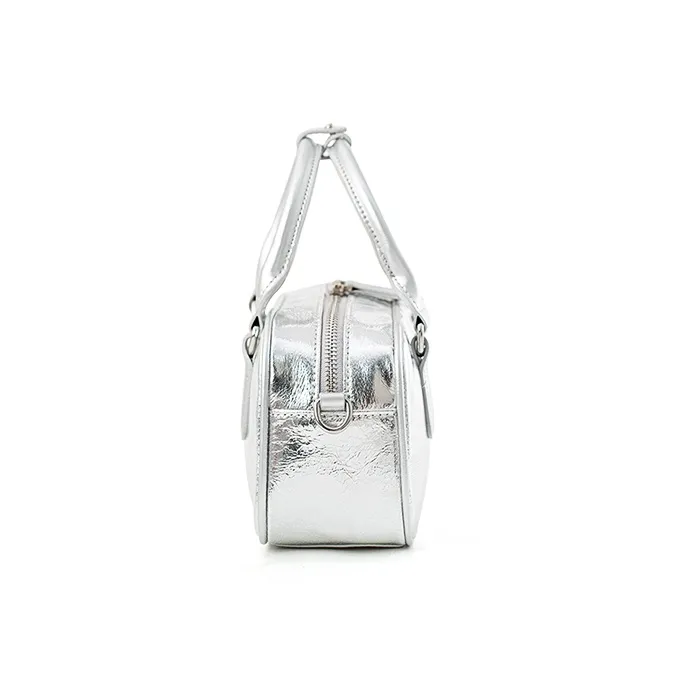 Vigno Synthetic Leather Handbag One Shoulder Crossbody Women's Silver-3